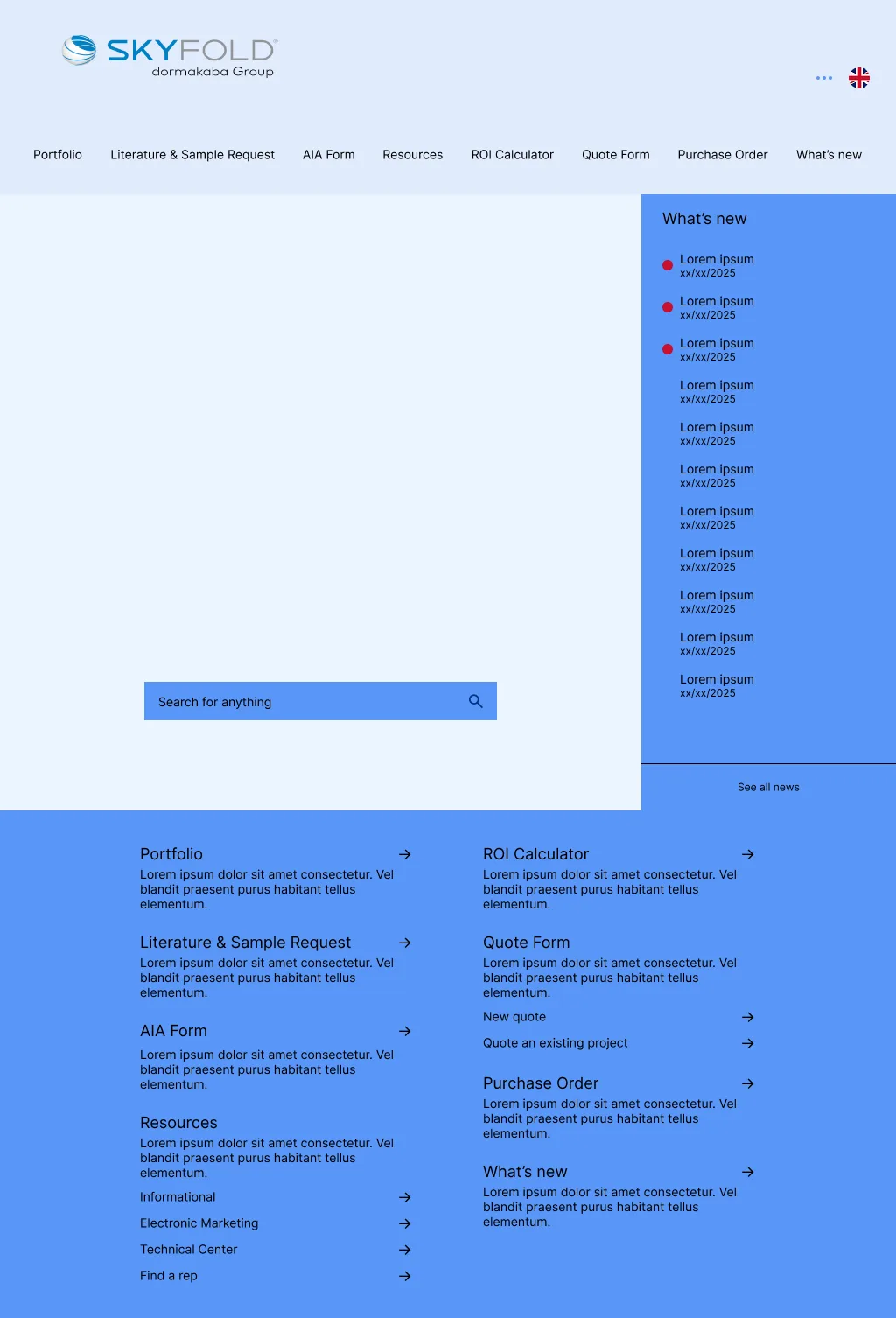 Skyfold: Homepage Wireframe