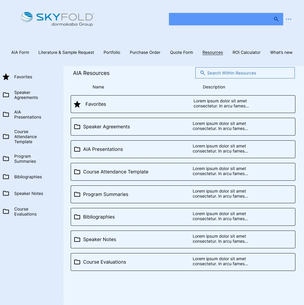 Skyfold: Resources Wireframe